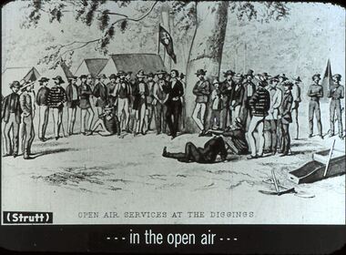 Slide - DIGGERS & MINING. THE DIGGING - THE DIGGERS, c1850s