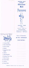 Document - PETER ELLIS COLLECTION: BENDIGO GOLD PANNERS' OLD TIME BALL, 22nd April, 1977