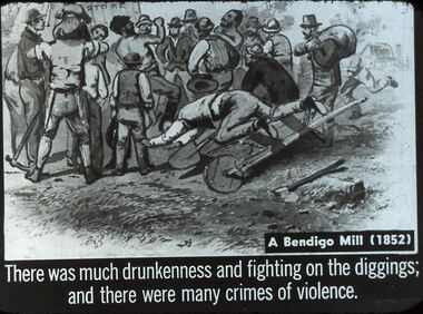 Slide - DIGGERS & MINING. THE DIGGING - THE DIGGERS, c1850s