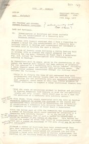 Document - MERLE HALL COLLECTION: VARIOUS CORRESPONDENCE: CITY OF BENDIGO