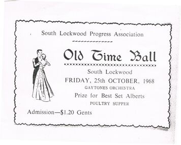 Document - PETER ELLIS COLLECTION: TICKET TO OLD TIME BALL, 25th October, 1968