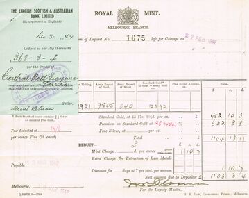 Document - MCCOLL, RANKIN AND STANISTREET COLLECTION:  RECEIPTS FROM ROYAL MINT