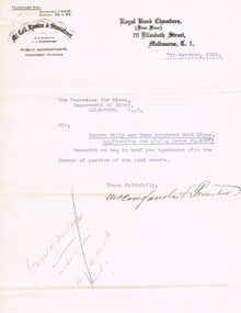 Document - MCCOLL, RANKIN AND STANISTREET COLLECTION:  APPLICATION FOR MINING LEASE, 87th Octoner, 1933