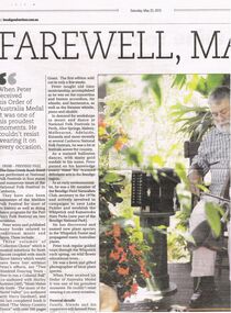 Document - PETER ELLIS COLLECTION: NEWSPAPER ARTICLE, 23rd May, 2015
