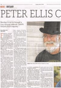 Document - PETER ELLIS COLLECTION: PETER ELLIS OBITUARY, 23rd May, 2015
