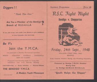 Document - R.S.L. BENDIGO COLLECTION: R.S.L. FIGHT NIGHT BENDIGO V. SHEPPARTON, 24th September, 1948