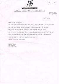 Document - MERLE HALL COLLECTION: VARIOUS ARTS BENDIGO OUTWARDS CORRESPONDENCE