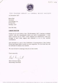 Document - MERLE HALL COLLECTION: VARIOUS INWARDS CORRESPONDENCE