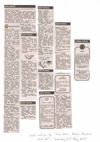 Newspaper - PETER ELLIS COLLECTION: NEWSPAPER CLIPPINGS