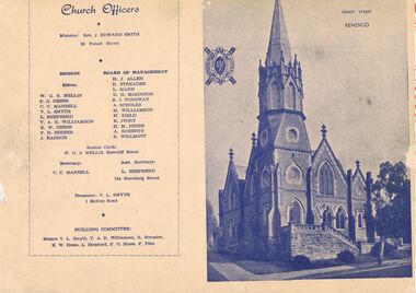 Document - MCCOLL, RANKIN AND STANISTREET COLLECTION: FOREST STREET PRESBYTERIAN CHURCH, 9th September, 1951