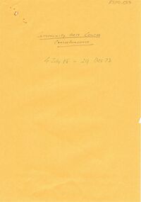 Document - MERLE HALL COLLECTION: BOUND '' COMMUNITY ARTS CENTRE CORRESPONDENCE'' 4/7/68 T0 29/12/72