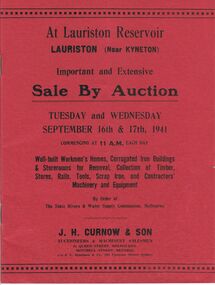Document - MCCOLL, RANKIN AND STANISTREET  COLLECTION:  LAURISTON RESERVOIR AUCTION, September 16th/17th 1941