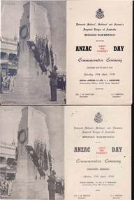 Document - R.S.L. BENDIGO COLLECTION: ANZAC DAY PROGRAM 1959 - 1960 & 1963, Mondaym25th April, 1960