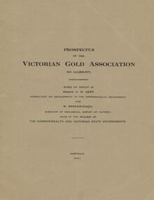 Document - MCCOLL, RANKIN AND STANISTREET  COLLECTION:  VICTORIAN GOLD ASSOCIATION, 1931