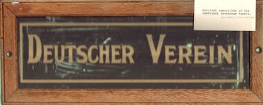 Sign - GERMAN HERITAGE SOCIETY COLLECTION: DEUTSCHER VEREIN NAME-PLATE (ORIGINAL)