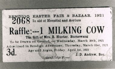 Photograph - PETER ELLIS COLLECTION: RAFFLE TICKET