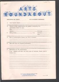Document - MERLE HALL COLLECTION: APPLICATION FOR SUBSIDY  ARTS ROUNDABOUT PERFORMANCE