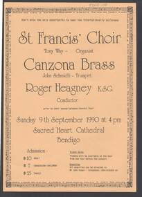 Document - MERLE HALL COLLECTION: PERFORMANCE OF ST FRANCIS' CHOIR AND CANZONA BRASS