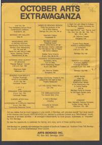 Document - MERLE HALL COLLECTION: BENDIGO PERFORMANCES FOR THE ''OCTOBER ARTS EXTRAVAGANZA''