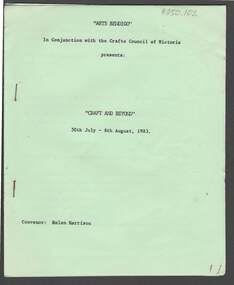 Document - MERLE HALL COLLECTION: BENDIGO PERFORMANCE OF THE ''CRAFT AND BEYOND''