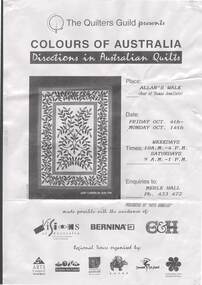 Document - MERLE HALL COLLECTION:  BENDIGO PERFORMANCE OF QUILTERS GUILD EXHIBITION