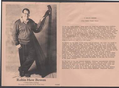 Document - MERLE HALL COLLECTION: PERFORMANCE IN BENDIGO: ''ROBIN HUW BOWEN  WELSH TRIPE HARPIST''