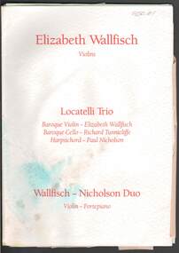 Document - MERLE HALL COLLECTION: PERFORMANCE IN BENDIGO: ''LOCATELLI TRIO''
