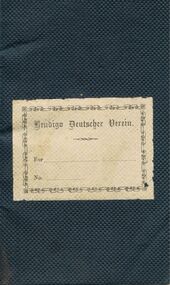 Document - GERMAN HERITAGE SOCIETY COLLECTION: BENDIGO DEUTSCHER VEREIN, MITGLIEDS KARTE