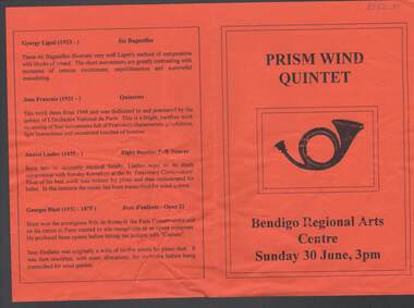 Document - MERLE HALL COLLECTION: BENDIGO PERFORMANCE OF THE PRISM WIND QUINTET