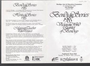 Document - MERLE HALL COLLECTION: BENDIGO PERFORMANCE OF THE VICTORIAN WIND QUINTET OF BENDIGO