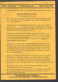 Document - MERLE HALL COLLECTION: BENDIGO PERFORMANCE OF ''THE PEKING OPERA TROUPE OF CHINA''