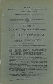 Book - 1924 COUNTRY TELEPHONE EXCHANGES LIST OF SUBSCRIBERS, 1924
