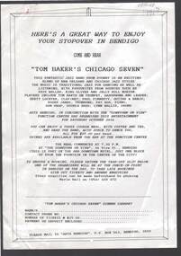 Document - MERLE HALL COLLECTION: BENDIGO PERFORMANCE OF ''TOM BAKER'S CHICAGO SEVEN''