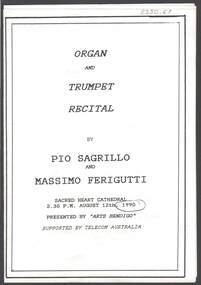 Document - MERLE HALL COLLECTION: BENDIGO PERFORMANCE OF PIO SAGRILLO & MASSIMO FERIGUTTI 1990