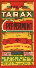 Document - LYDIA CHANCELLOR COLLECTION: 'TARAX' PEPPERMINT CORDIAL BOTTLE LABELS