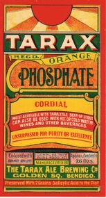 Document - LYDIA CHANCELLOR COLLECTION: 'TARAX'  ORANGE PHOSPHATE CORDIAL BOTTLE LABELS