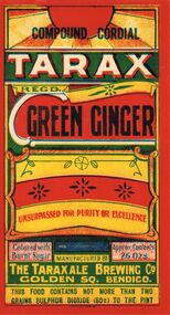 Document - LYDIA CHANCELLOR COLLECTION: TARAX GREEN GINGER CORDIAL LABELS