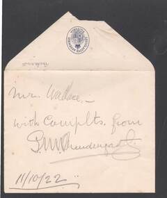 Document - JOHN JONES COLLECTION: ENVELOPE, 11th October, 1922
