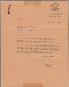 Document - SANDHURST BOYS CENTRE COLLECTION: LETTER 22 MARCH 1974