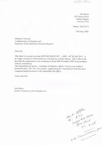 Document - MERLE HALL COLLECTION: CORRESPONDENCE RELATING TO 'WINDING UP'' OF ARTS BENDIGO