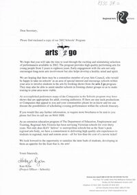 Document - MERLE HALL COLLECTION: CORRESPONDENCE AND DOCUMENTS RE REGIONAL ARTS VICTORIA
