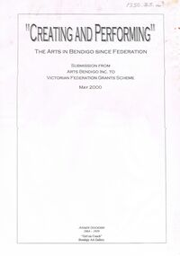 Document - MERLE HALL COLLECTION: ''CREATING AND PERFORMING'' SUBMISSION FOR GRANT, MAY 2000