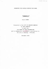 Document - MERLE HALL COLLECTION: DISPLAY NOTICE OF PETER MINKO WORK: ''TARNAGULLA''