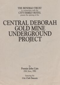Book - JOAN O'SHEA COLLECTION: CENTRAL DEBORAH UNDERGOUND PROJECT, 20th June, 1986
