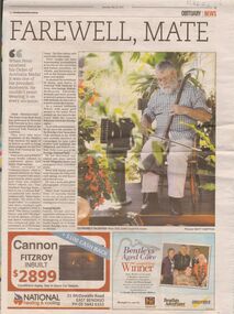 Document - PETER ELLIS COLLECTION: NEWSPAPER ARTICLE PETER ELLIS OAM, 23rd May, 2015