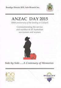 Document - ANZAC COLLECTION:  ANZAC DAY 2015 SERVICE PROGRAMME RSL BENDIGO