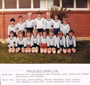 Photograph - GOLDEN SQUARE LAUREL STREET P.S. COLLECTION: PHOTOGRAPH - MODIFIED RULES FOOTBALL TEAM 1984