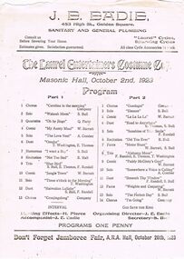 Document - RANDALL COLLECTION: THE LAUREL ENTERTAINERS COSTUME COY ,MASONIC HALL, 2 October 1923