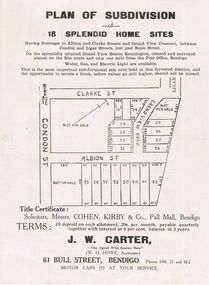 Document - RANDALL COLLECTION: PLAN OF SUBDIVISION OF 18 SPLENDID HOME SITES, Sat. 18th May 1929