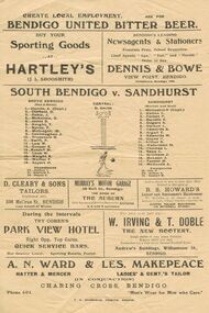 Document - RANDALL COLLECTION: BENDIGO FOOTBALL LEAGUE SPONSORS, 1926